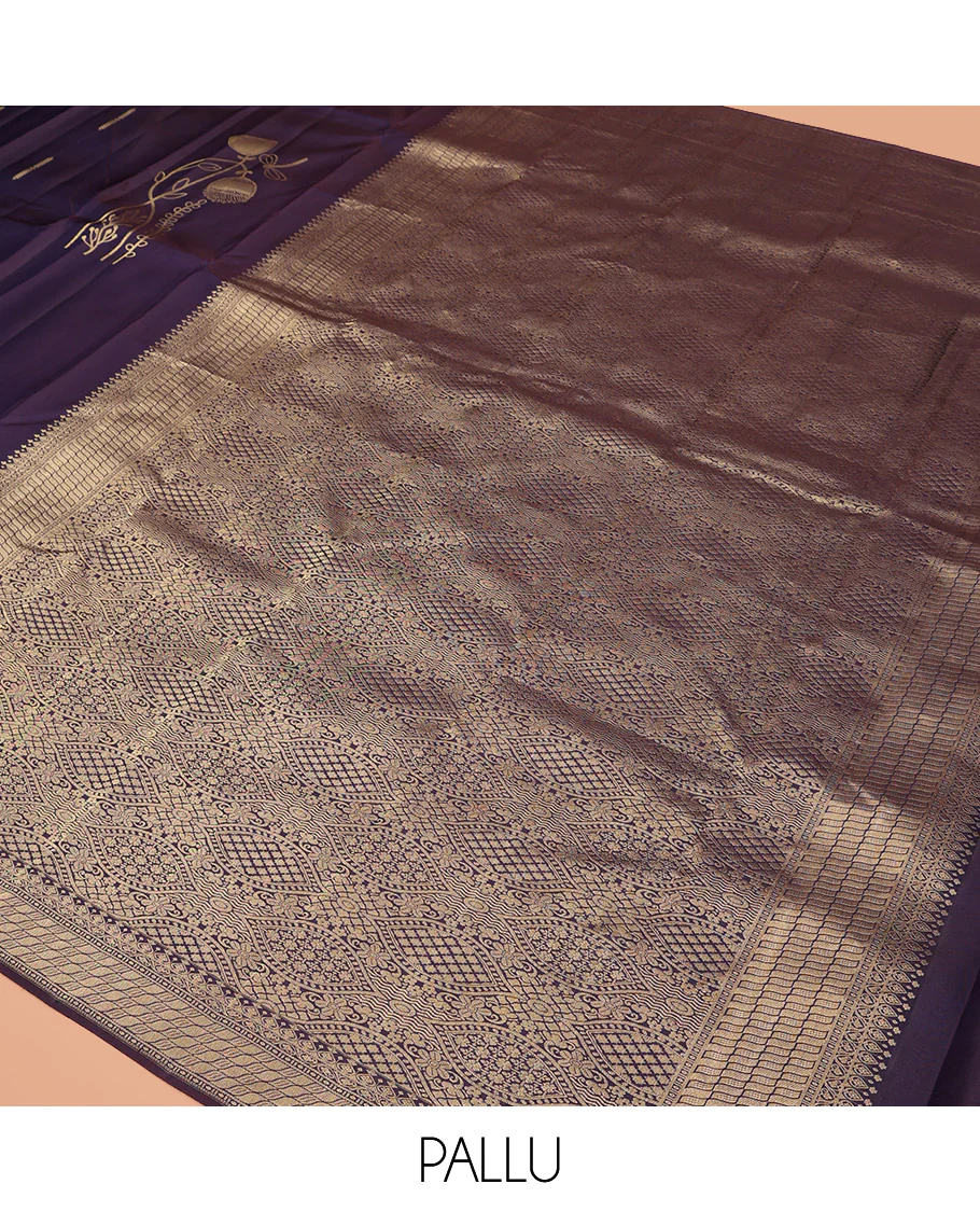 Blue Vasundhara Silk Saree Prettified with Zari Buttas, Highlighted by a Zari Border, a Zari-Woven Grandly Woven Pallu Decked Up with Intricate Mughal Designs, and Paired with a Matching Blouse - Image 5