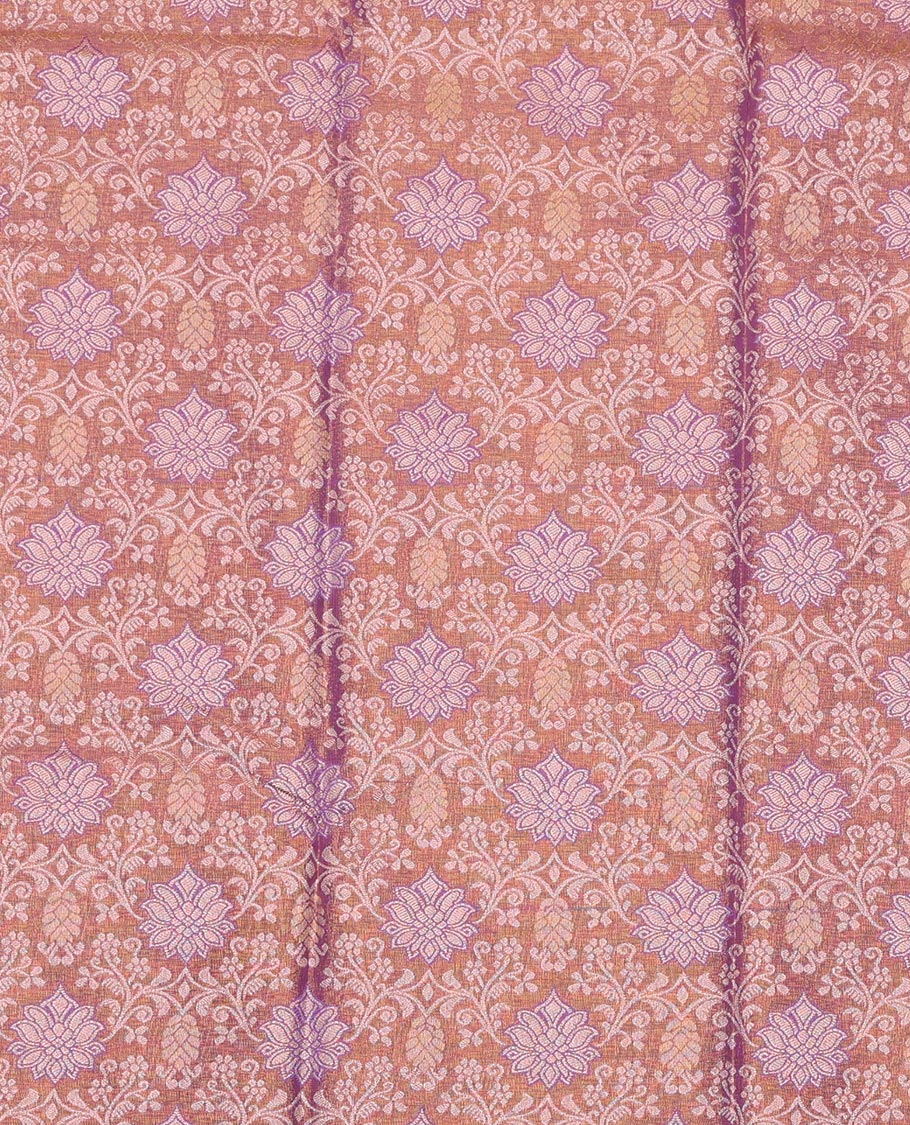 Brown Art Silk Pavadai Material Set, Beautifully Accentuated with Jacquard Design on Its Skirt, Complemented by a Contrast Traditional Zari Design Border, and Paired with a Matching  Blouse - Image 3