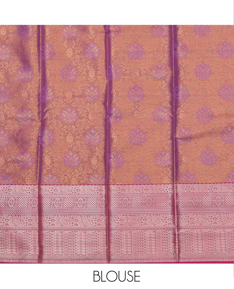Brown Art Silk Pavadai Material Set, Beautifully Accentuated with Jacquard Design on Its Skirt, Complemented by a Contrast Traditional Zari Design Border, and Paired with a Matching  Blouse - Image 4