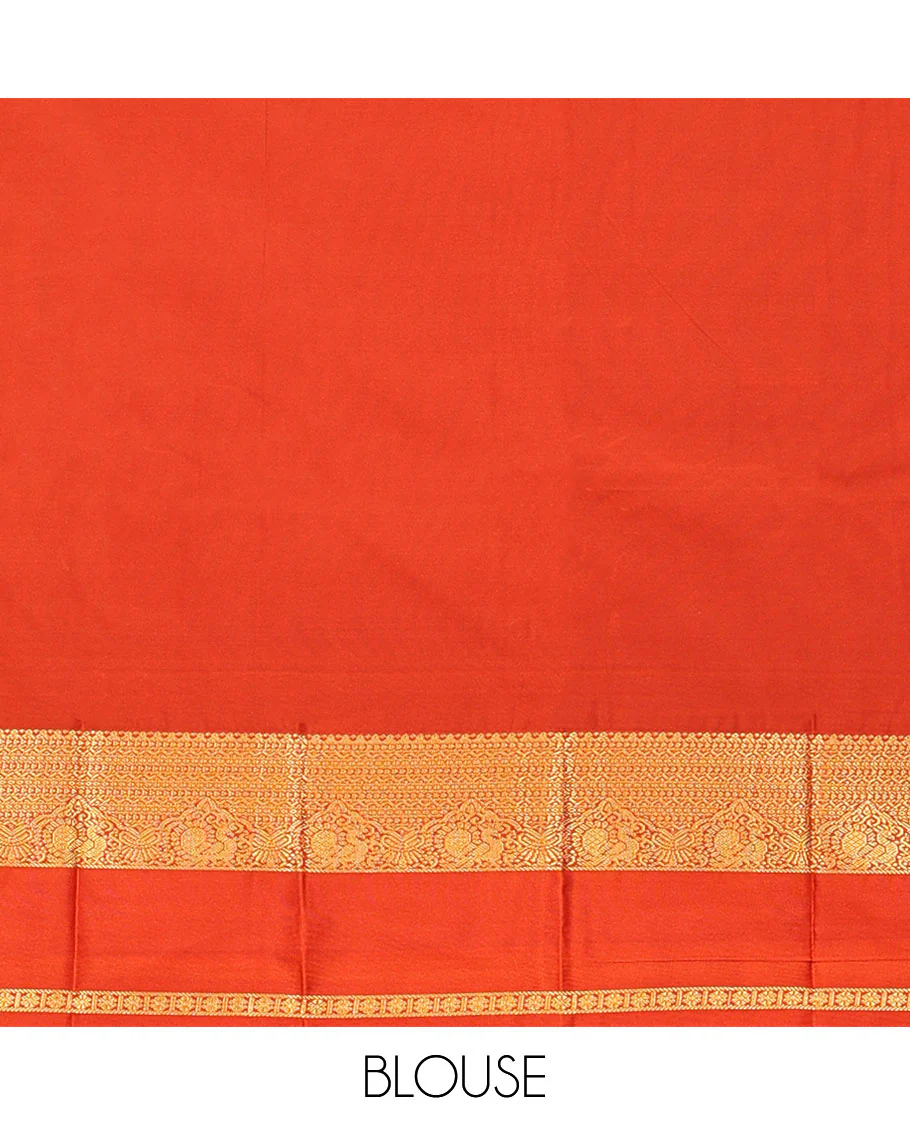 Brown Budget Silk Saree, Enriched with Zari Buttas on Its Body, Complemented by a Contrast Traditional Zari Design Rettai Pettu Border, Majestically Detailed Pallu, and Paired with a Contrast Blouse - Image 6